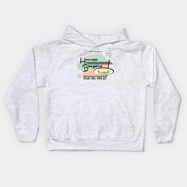 Vintage Burger Sign Kids Hoodie by Urbanvintage